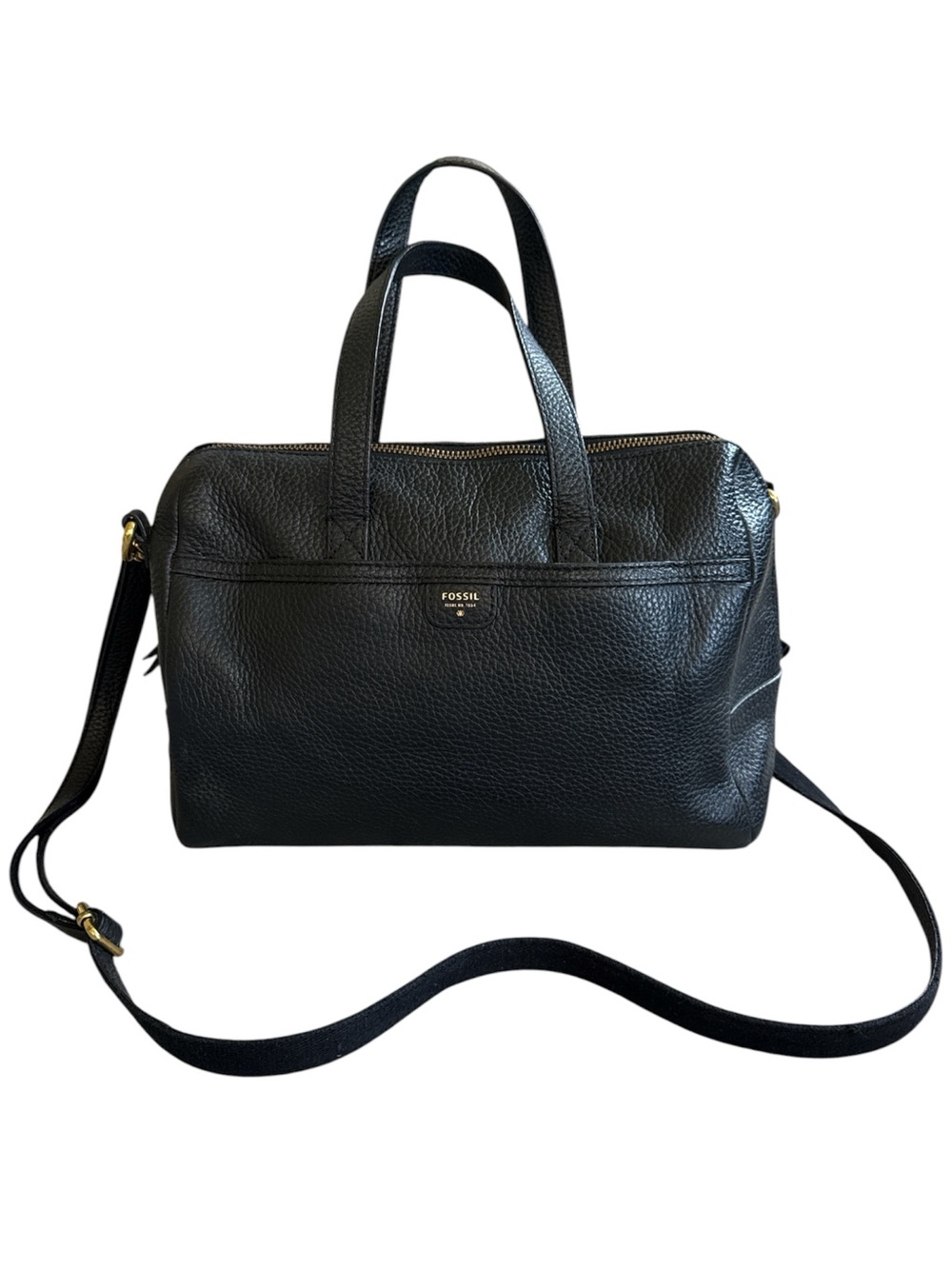 Fossil Sydney Satchel Black Pebble Leather Bag